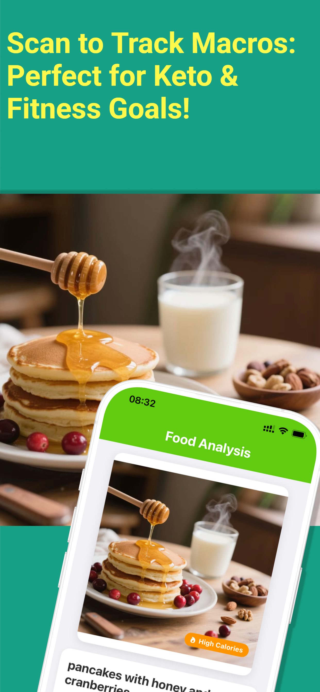 Diet Scan AI app interface showing AI-powered food photo analysis and nutrition tracking